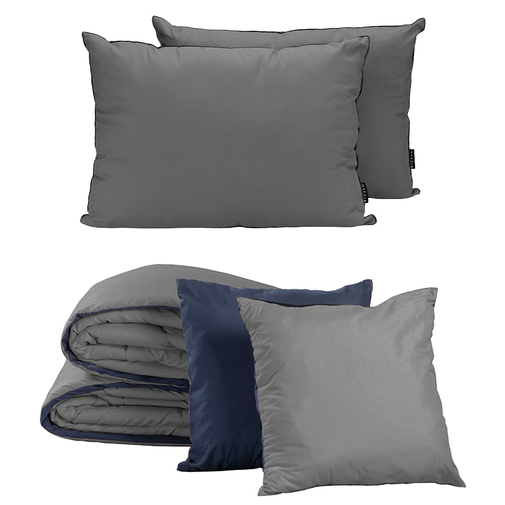 Edredón Couzy Azul Marino y Gris Oxford con Ropa de cama