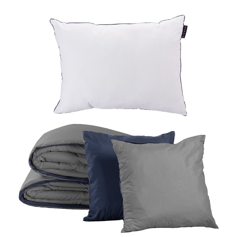 Edredón Couzy Azul Marino y Gris Oxford con Ropa de cama
