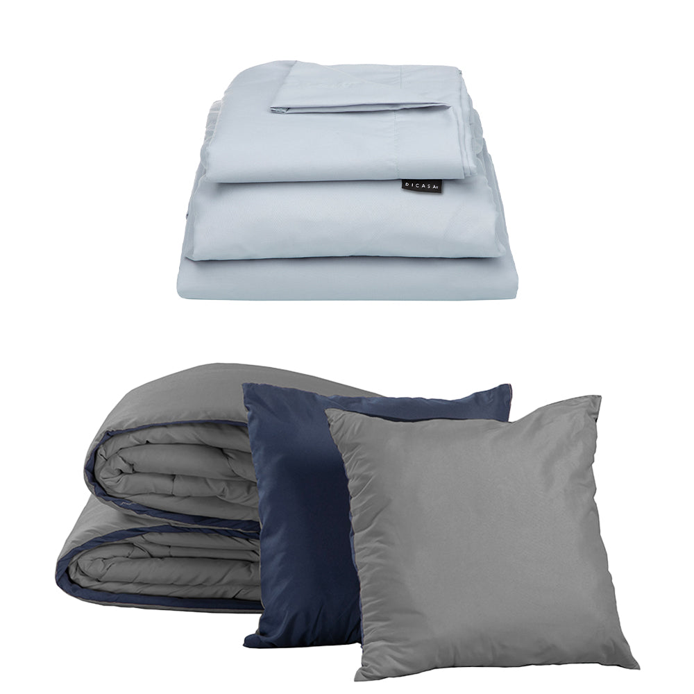 Edredón Couzy Azul Marino y Gris Oxford con Ropa de cama