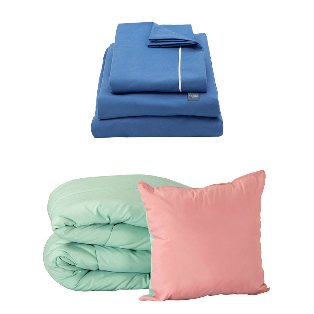 Edredón Couzy Rosa-Menta con Ropa de Cama