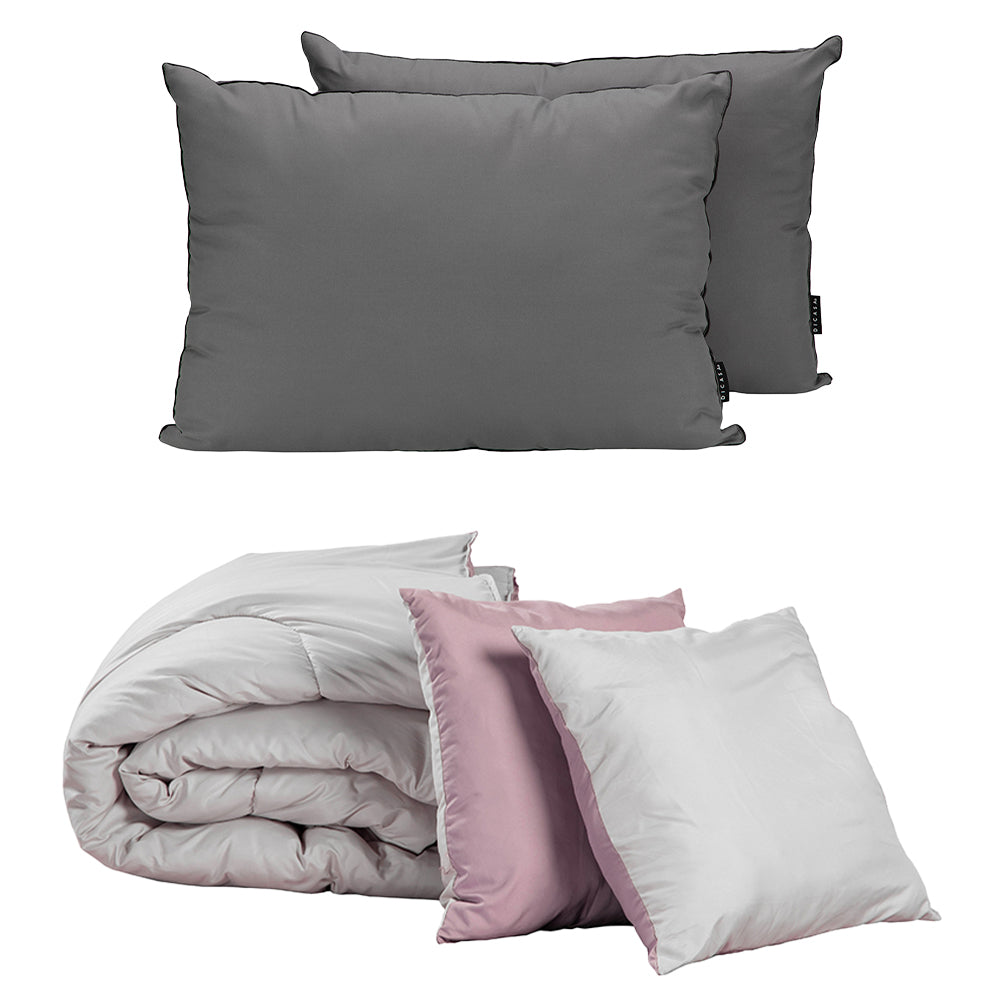 Edredón Couzy Gris y Lila con Ropa de cama
