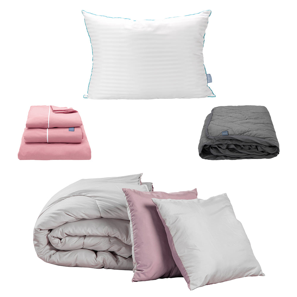 Edredón Couzy Gris y Lila con Ropa de cama