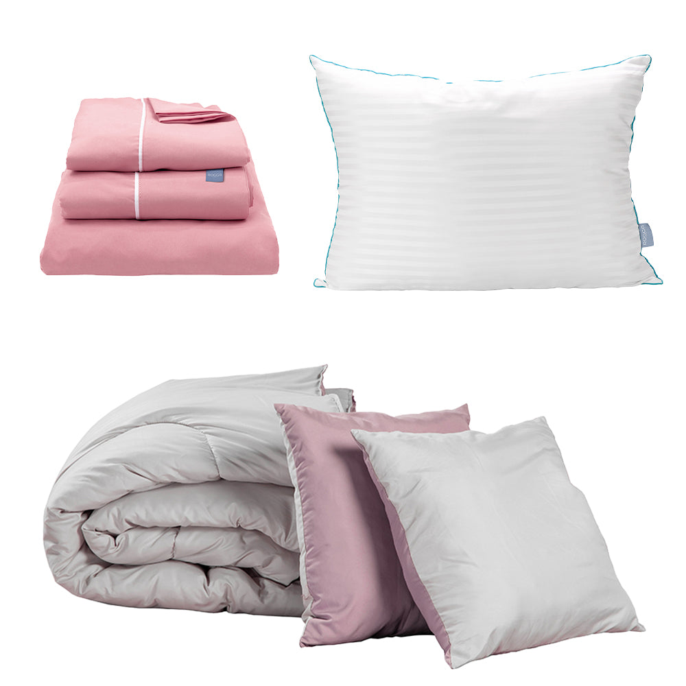 Edredón Couzy Gris y Lila con Ropa de cama