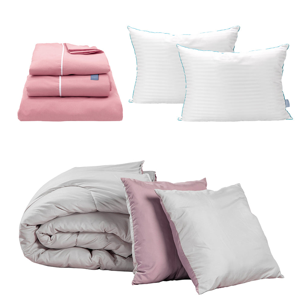 Edredón Couzy Gris y Lila con Ropa de cama