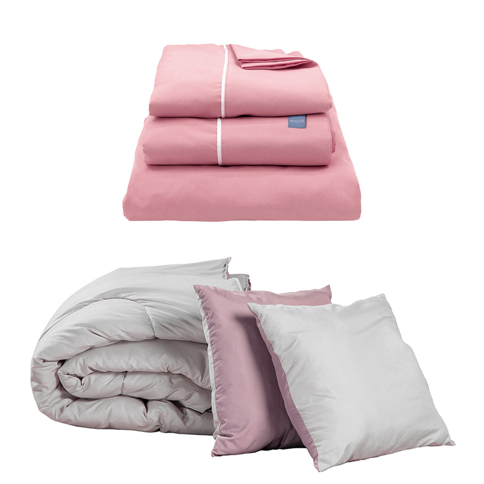 Edredón Couzy Gris y Lila con Ropa de cama