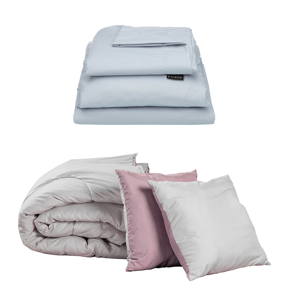 Edredón Couzy Gris y Lila con Ropa de cama