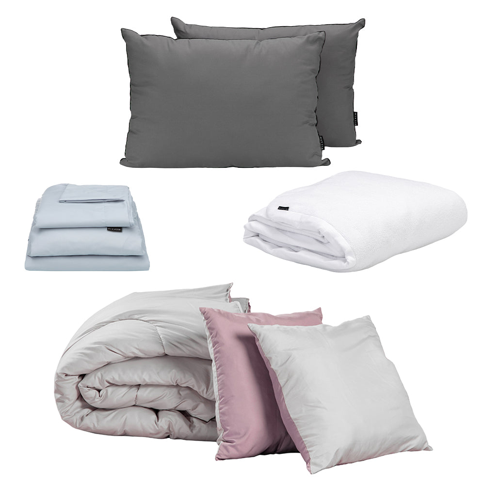 Edredón Couzy Gris y Lila con Ropa de cama