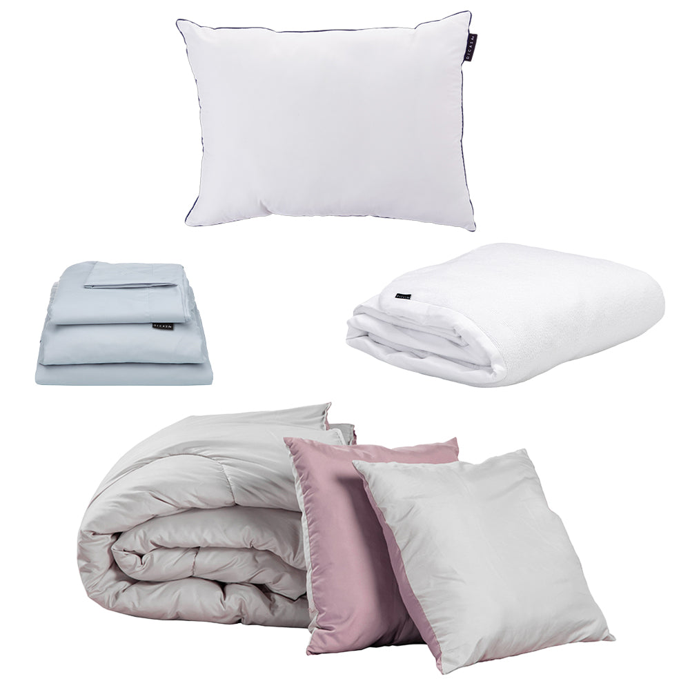 Edredón Couzy Gris y Lila con Ropa de cama