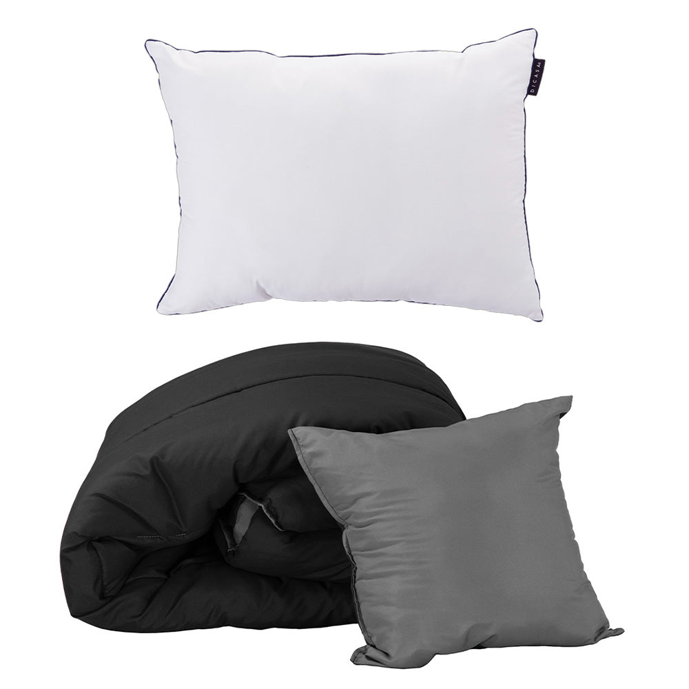 Edredón Couzy Negro-Gris Oxford con Ropa de Cama