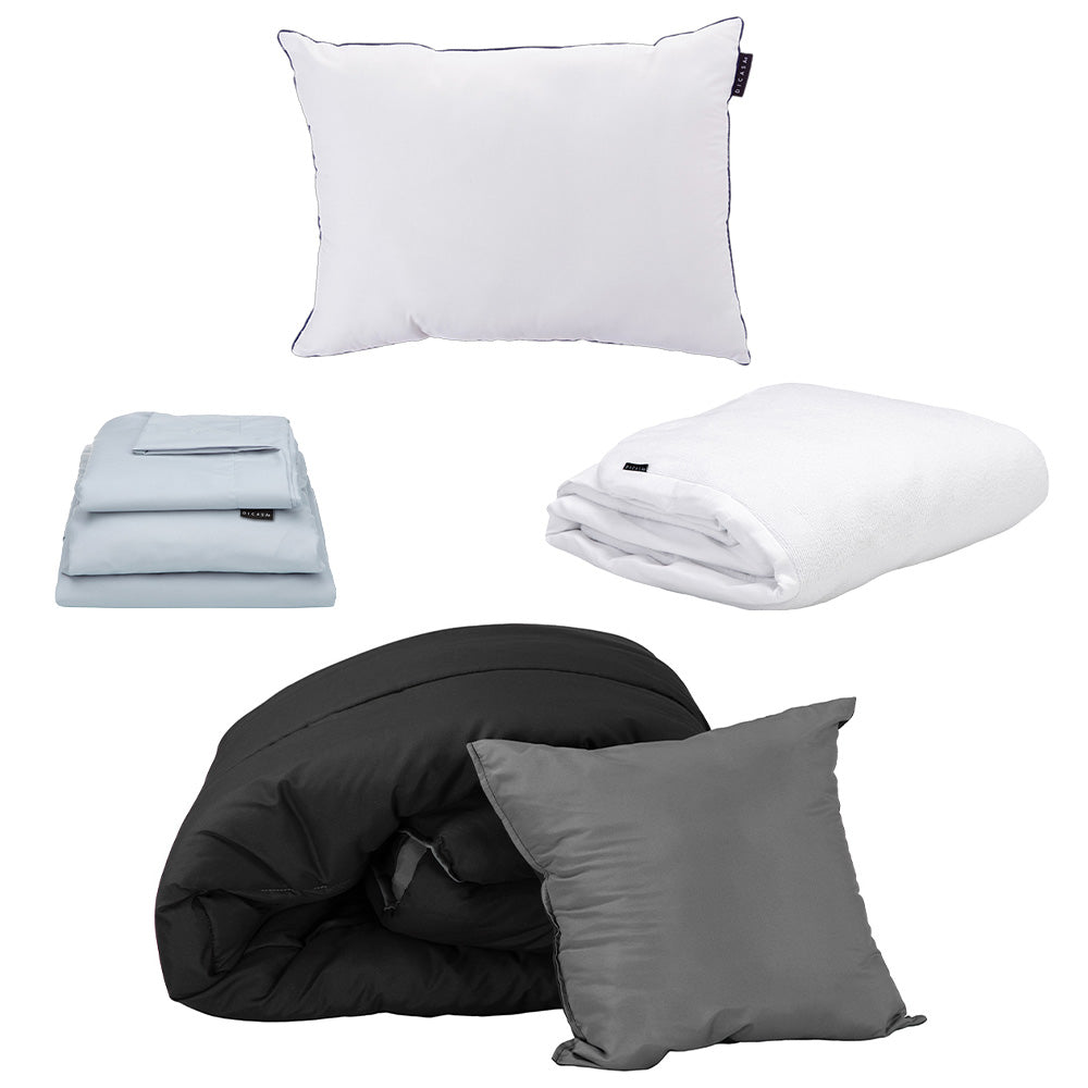 Edredón Couzy Negro-Gris Oxford con Ropa de Cama