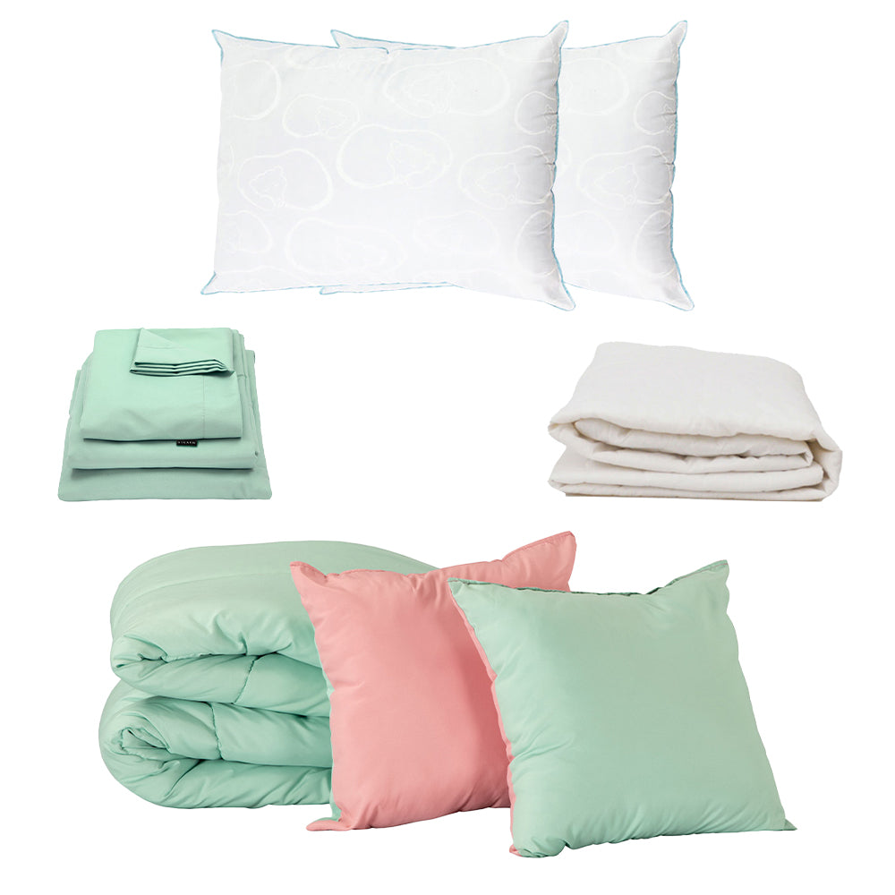 Edredón Couzy Rosa-Menta con Ropa de Cama
