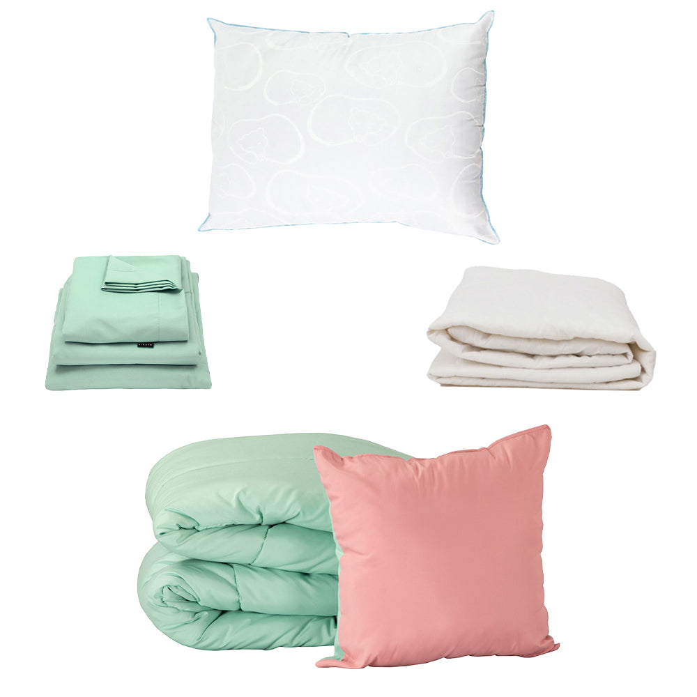 Edredón Couzy Rosa-Menta con Ropa de Cama