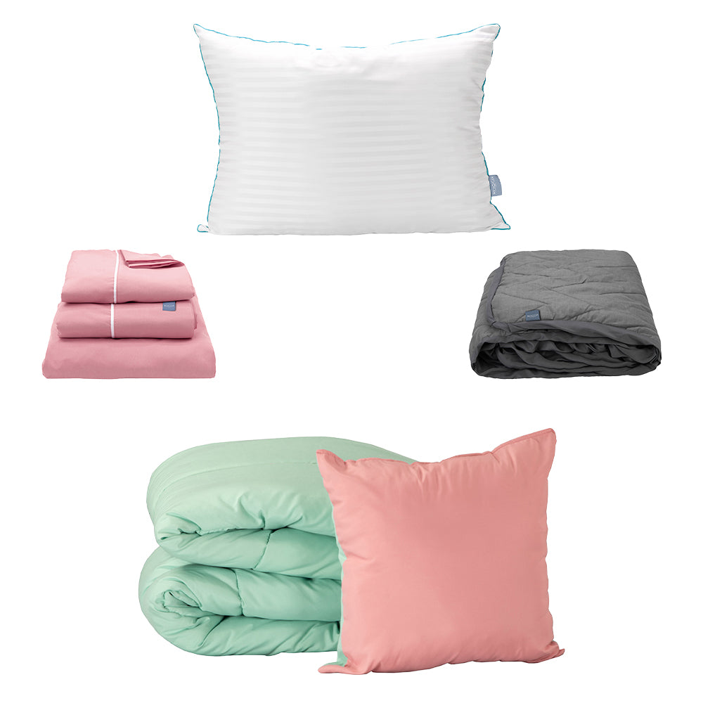 Edredón Couzy Rosa-Menta con Ropa de Cama
