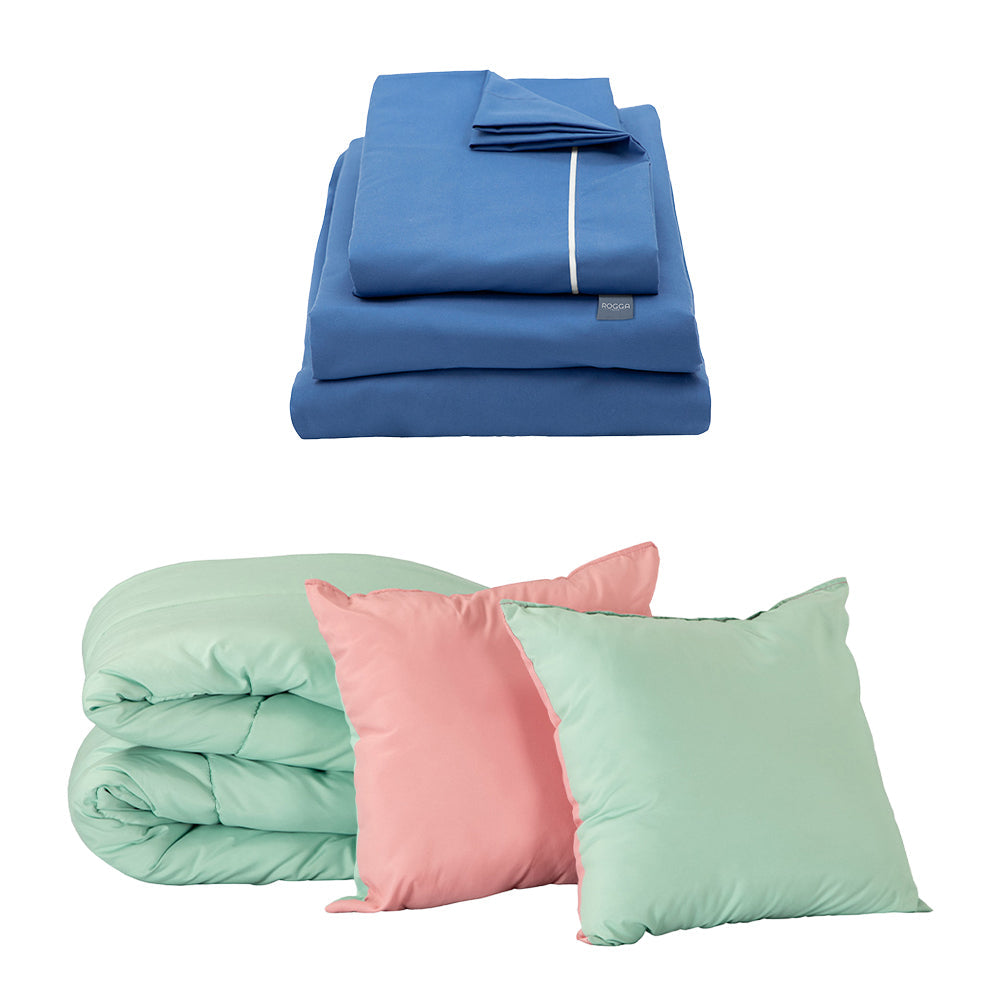 Edredón Couzy Rosa-Menta con Ropa de Cama