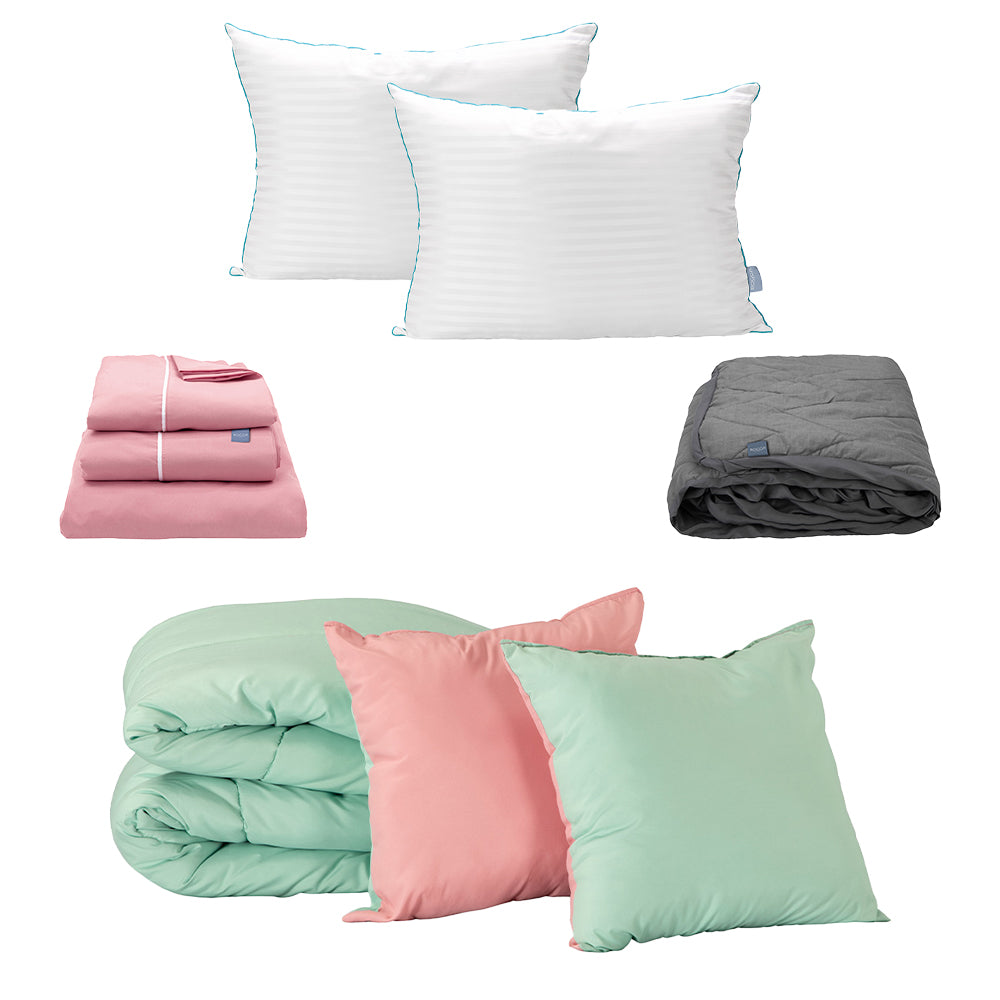 Edredón Couzy Rosa-Menta con Ropa de Cama