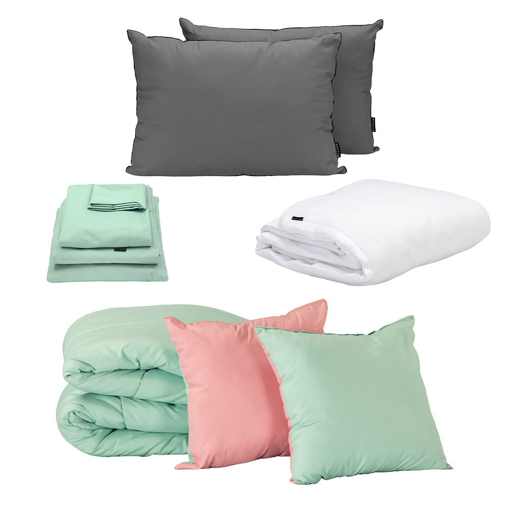Edredón Couzy Rosa-Menta con Ropa de Cama