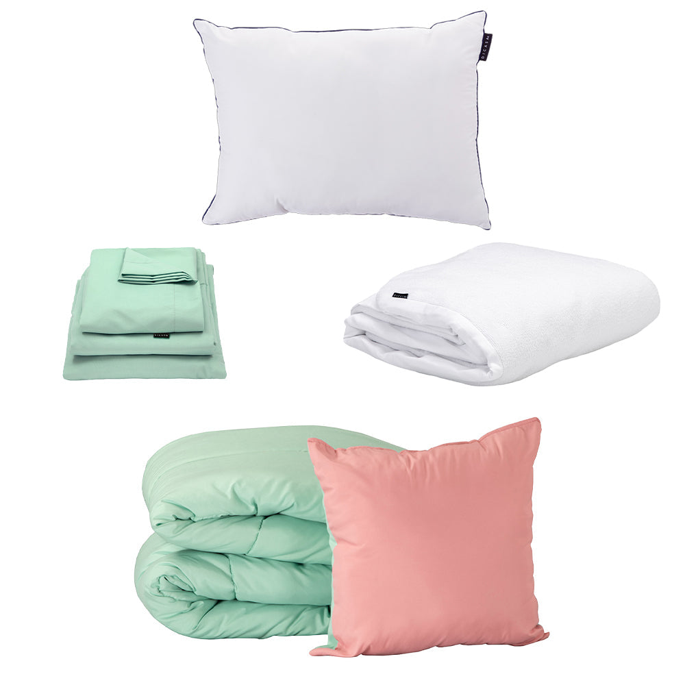 Edredón Couzy Rosa-Menta con Ropa de Cama