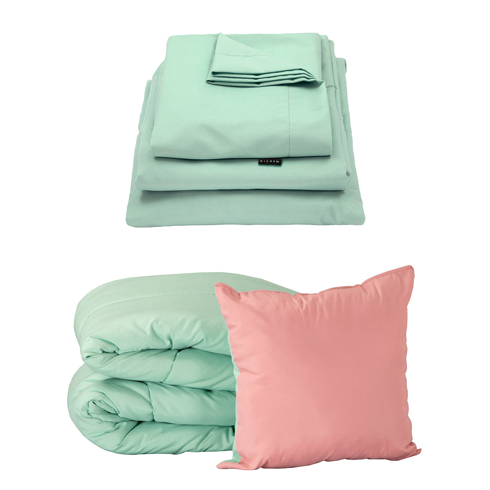 Edredón Couzy Rosa-Menta con Ropa de Cama