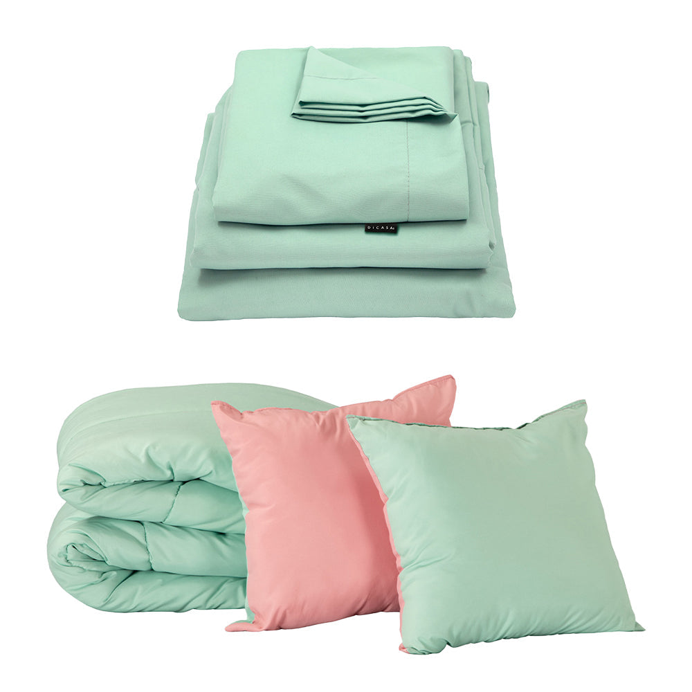 Edredón Couzy Rosa-Menta con Ropa de Cama