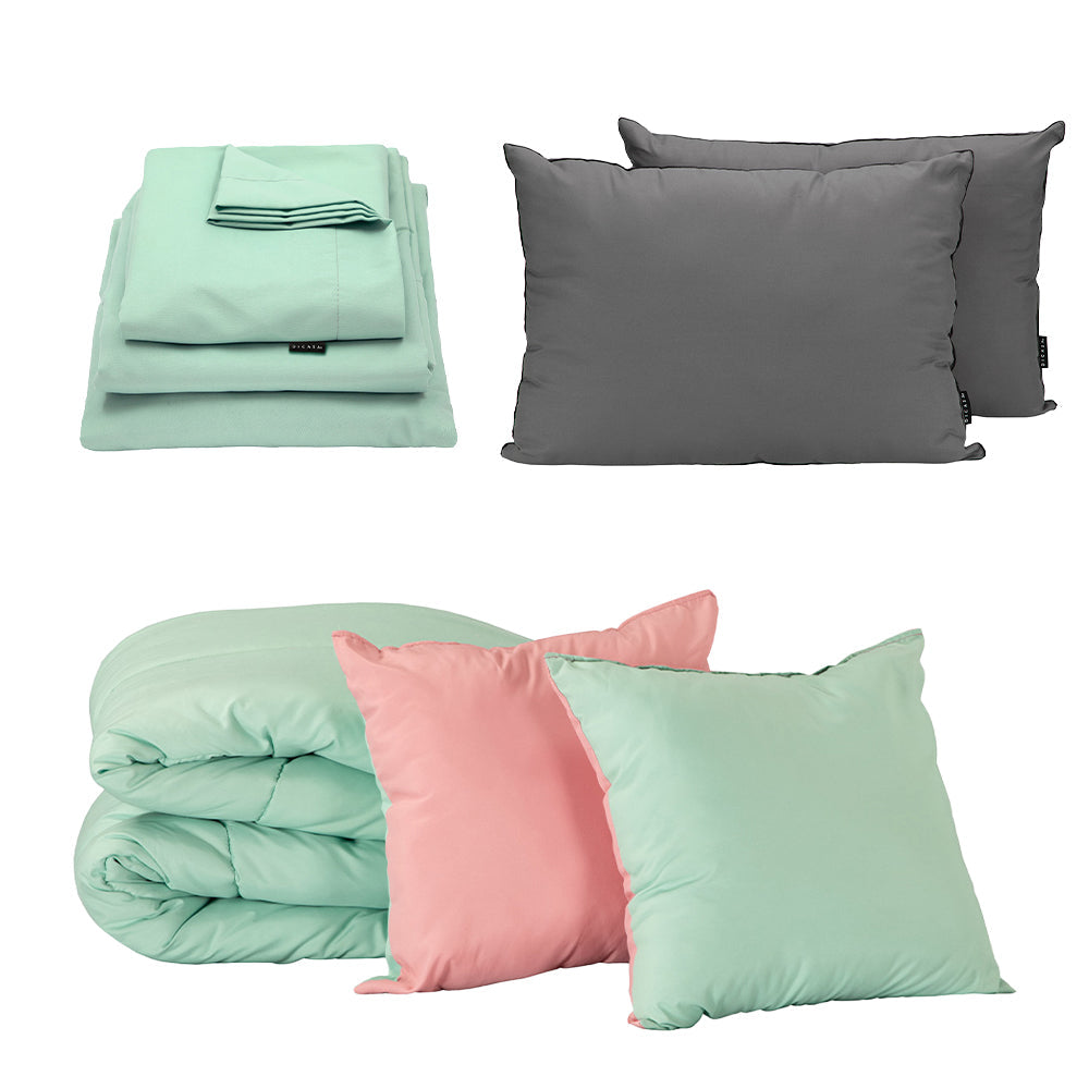 Edredón Couzy Rosa-Menta con Ropa de Cama