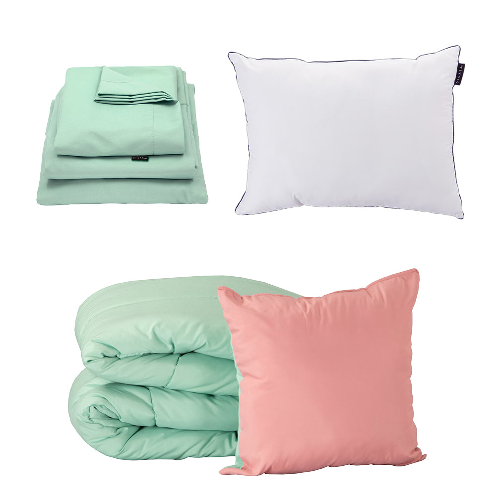 Edredón Couzy Rosa-Menta con Ropa de Cama