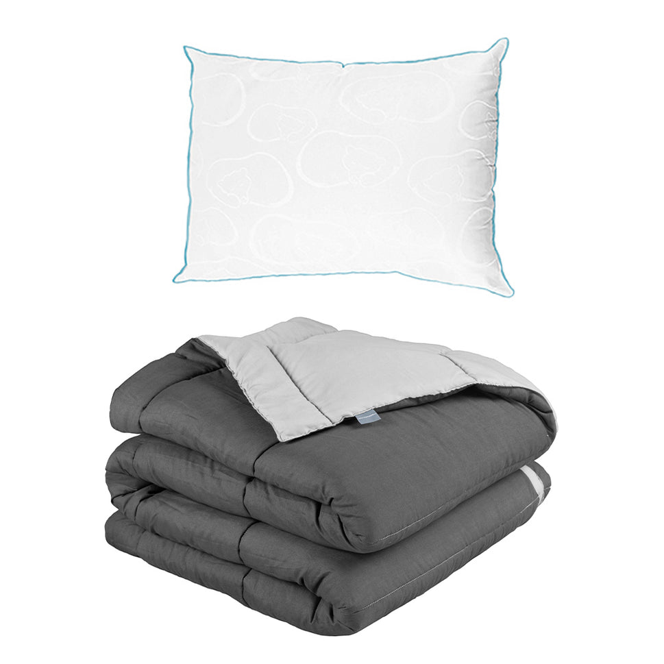 Edredón Rogga Gris Oxford-Gris Perla con Ropa de Cama