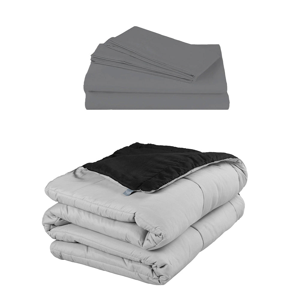 Edredón Rogga Negro-Gris Perla con Ropa de Cama