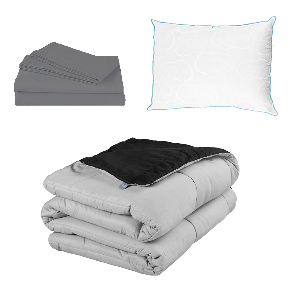 Edredón Rogga Negro-Gris Perla con Ropa de Cama