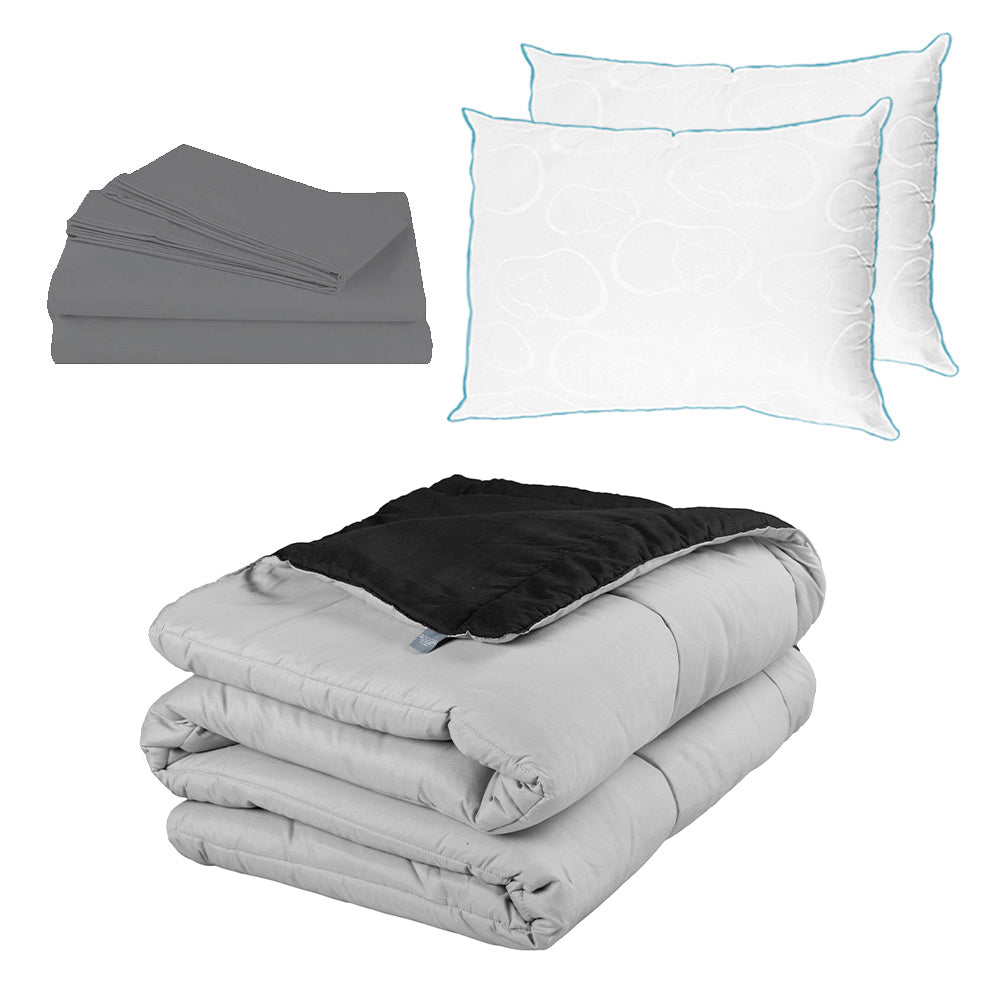 Edredón Rogga Negro-Gris Perla con Ropa de Cama