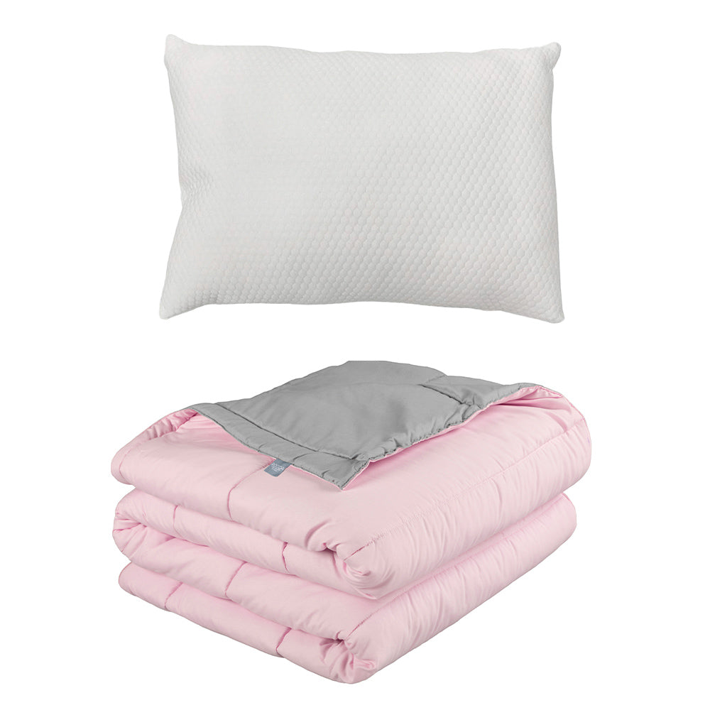 Edredón Rogga Rosa-Gris Perla con Ropa de Cama