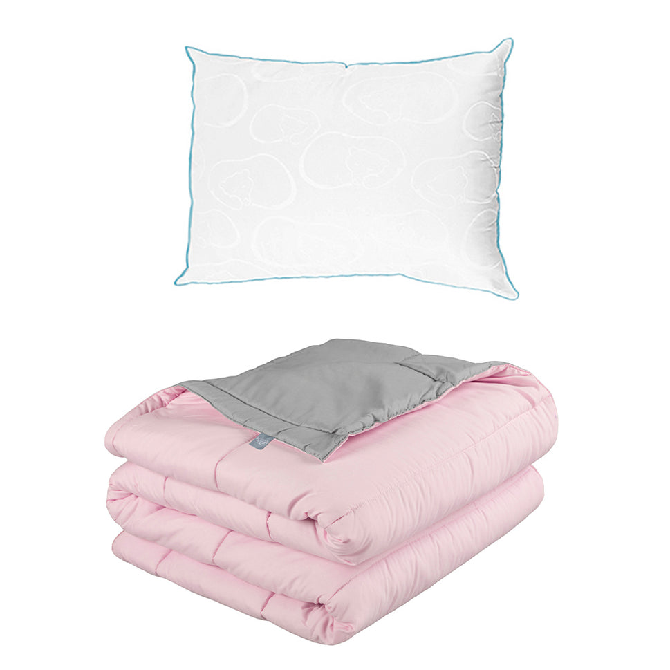 Edredón Rogga Rosa-Gris Perla con Ropa de Cama