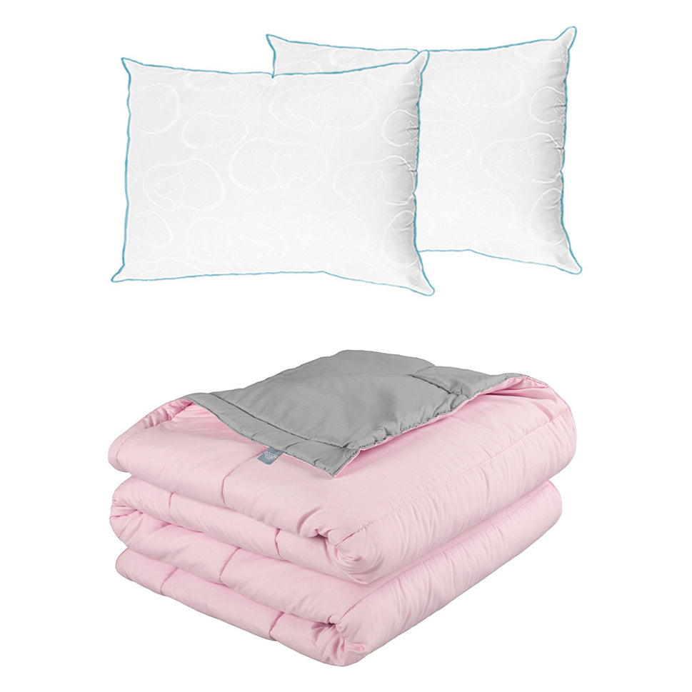 Edredón Rogga Rosa-Gris Perla con Ropa de Cama