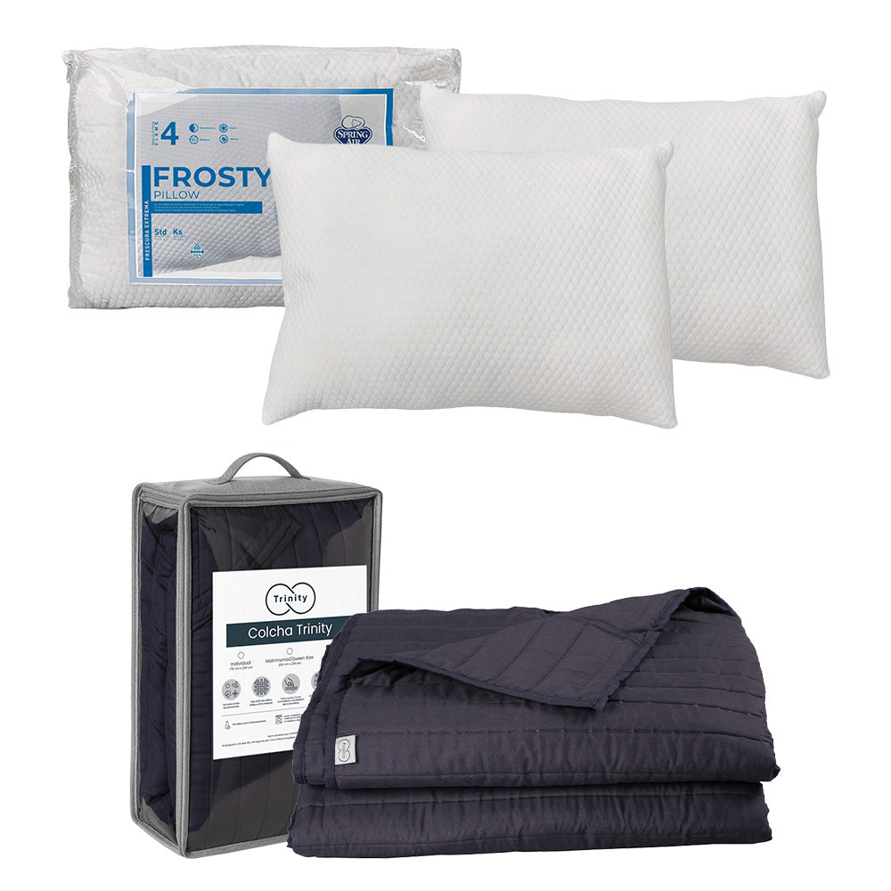Colcha Trinity Azul Marino con Ropa de Cama
