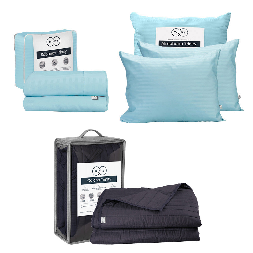 Colcha Trinity Rosa con Ropa de Cama