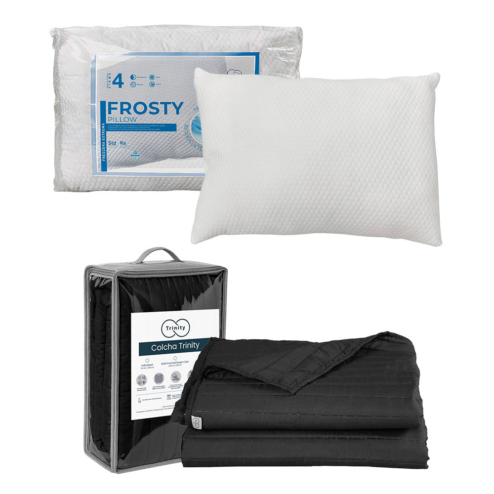 Colcha Trinity Negra con Ropa de Cama
