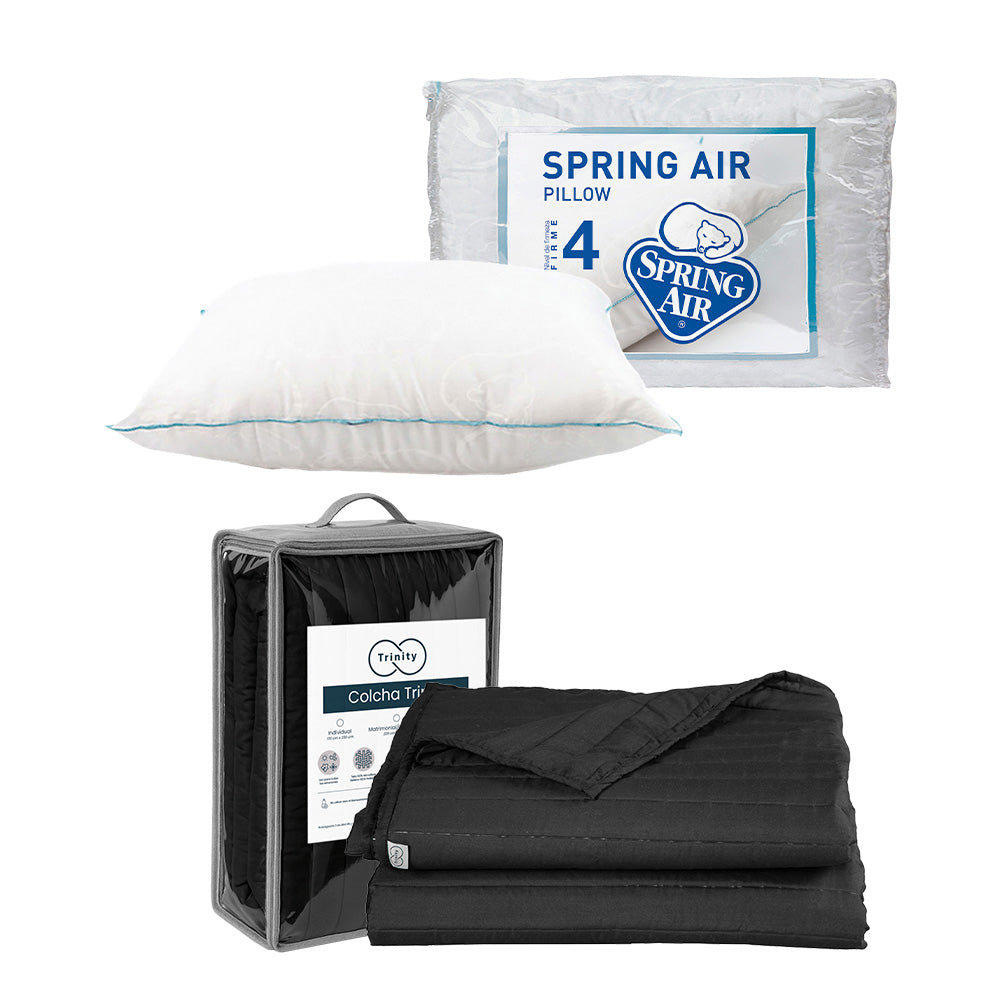 Colcha Trinity Negra con Ropa de Cama
