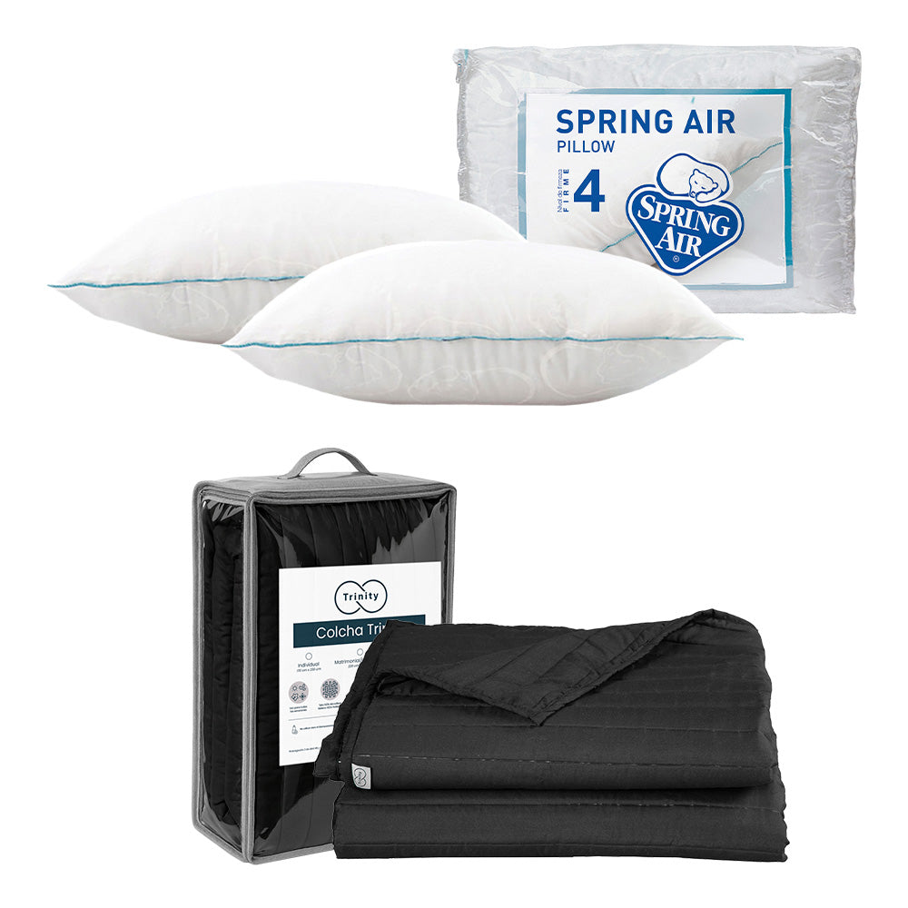 Colcha Trinity Negra con Ropa de Cama