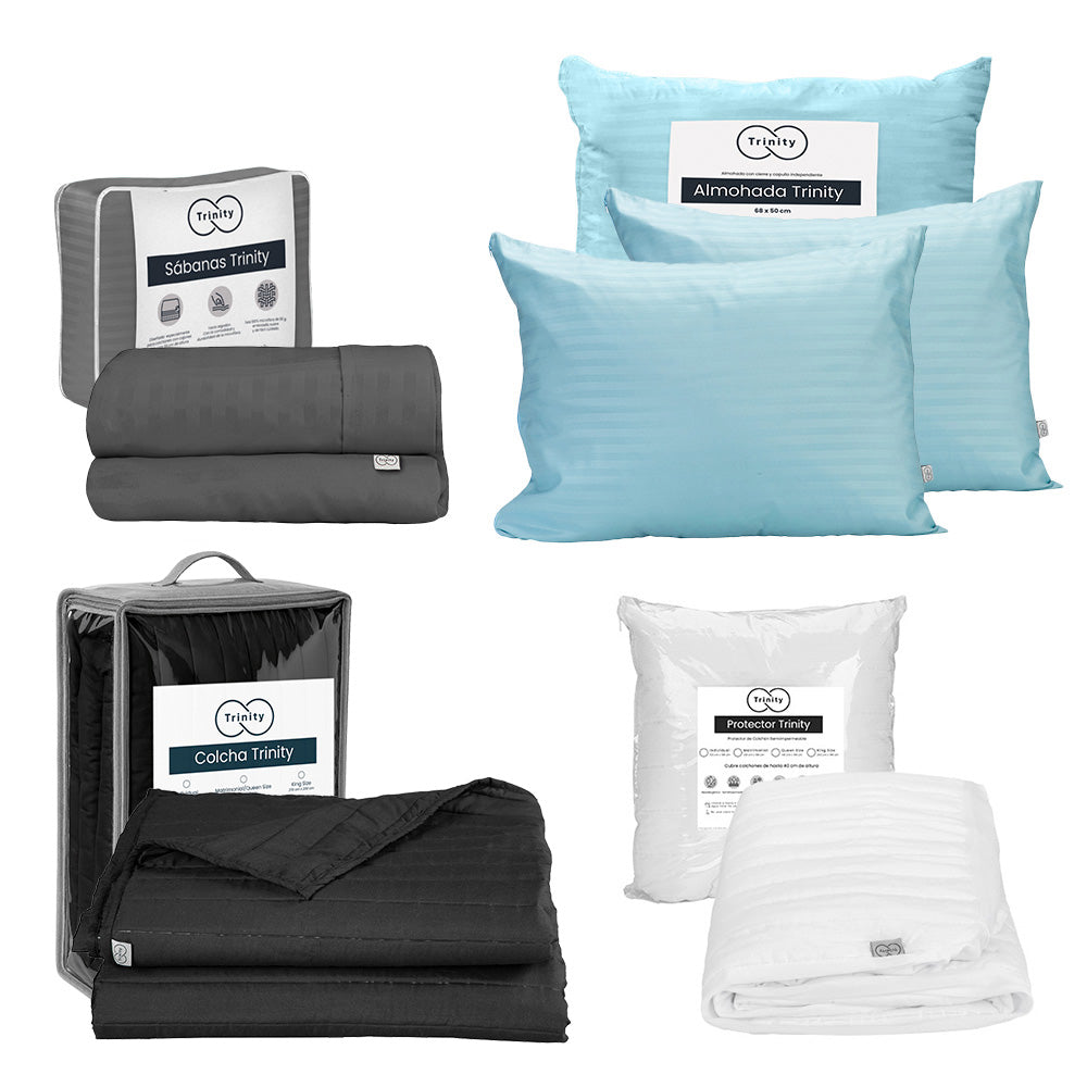 Colcha Trinity Negra con Ropa de Cama