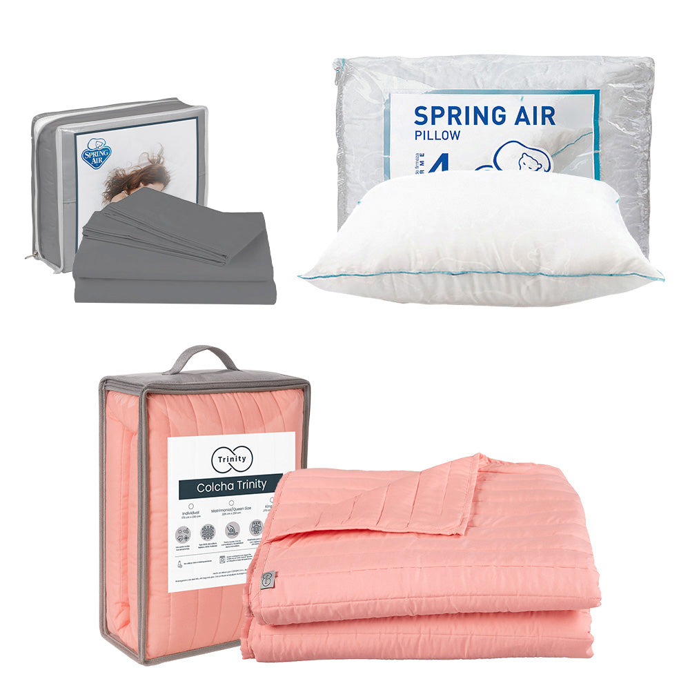 Colcha Trinity Rosa con Ropa de Cama