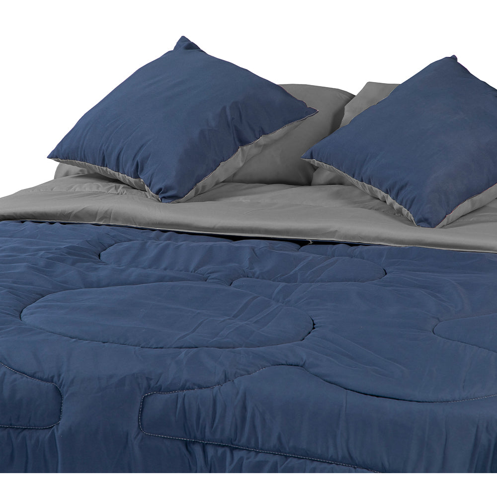 Edredón Couzy Azul Marino y Gris Oxford con Ropa de cama