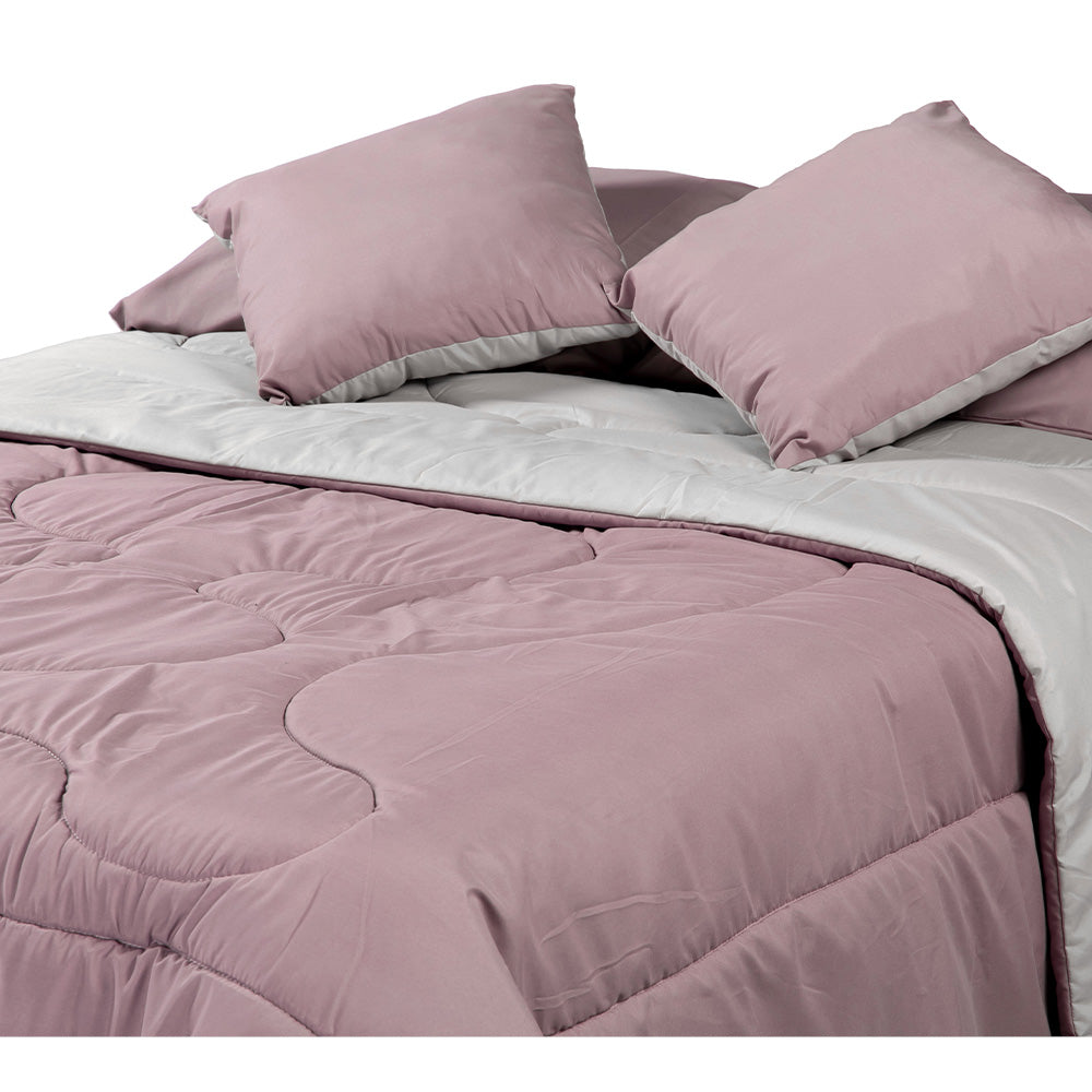 Edredón Couzy Gris y Lila con Ropa de cama