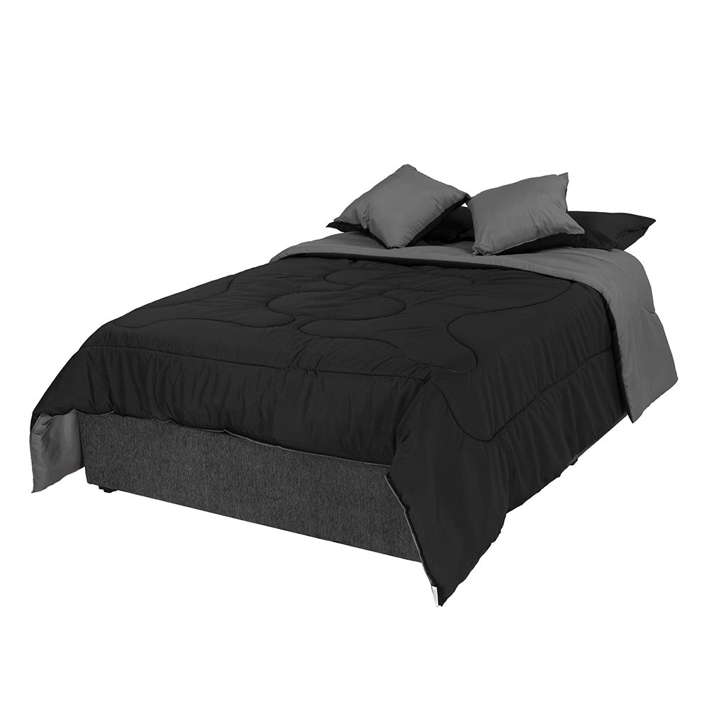 Edredón Couzy Negro-Gris Oxford con Ropa de Cama