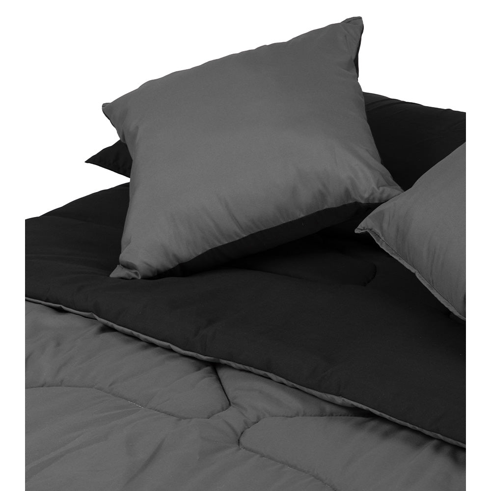 Edredón Couzy Negro-Gris Oxford con Ropa de Cama