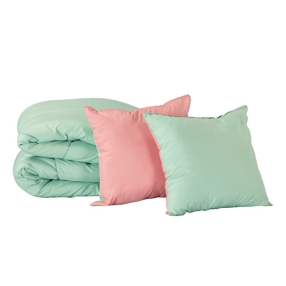 Edredón Couzy Rosa-Menta con Ropa de Cama