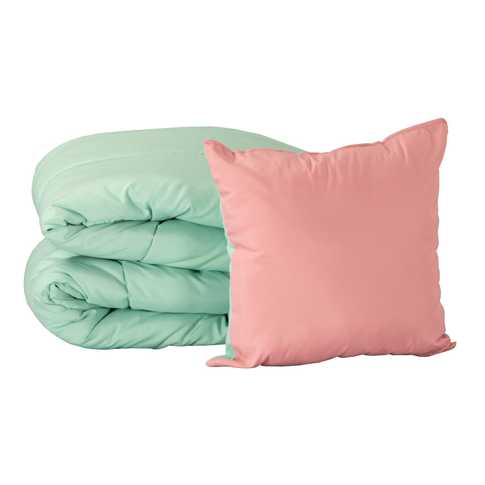 Edredón Couzy Rosa-Menta con Ropa de Cama