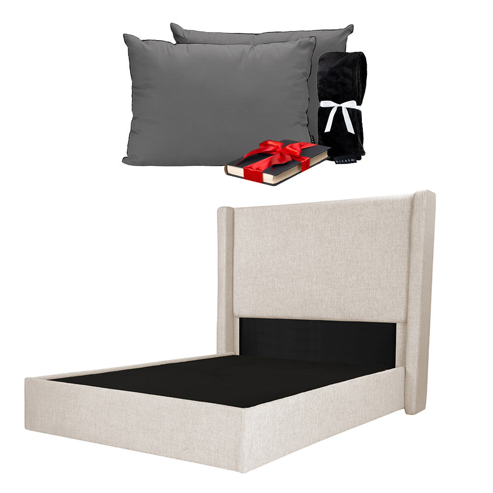 Cabecera Planx con Base Cama. Regalo: Almohadas, Frazada y Libro