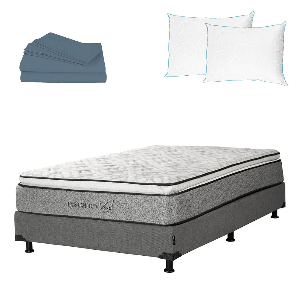Colchón Restonic Vail con Box con Ropa de Cama