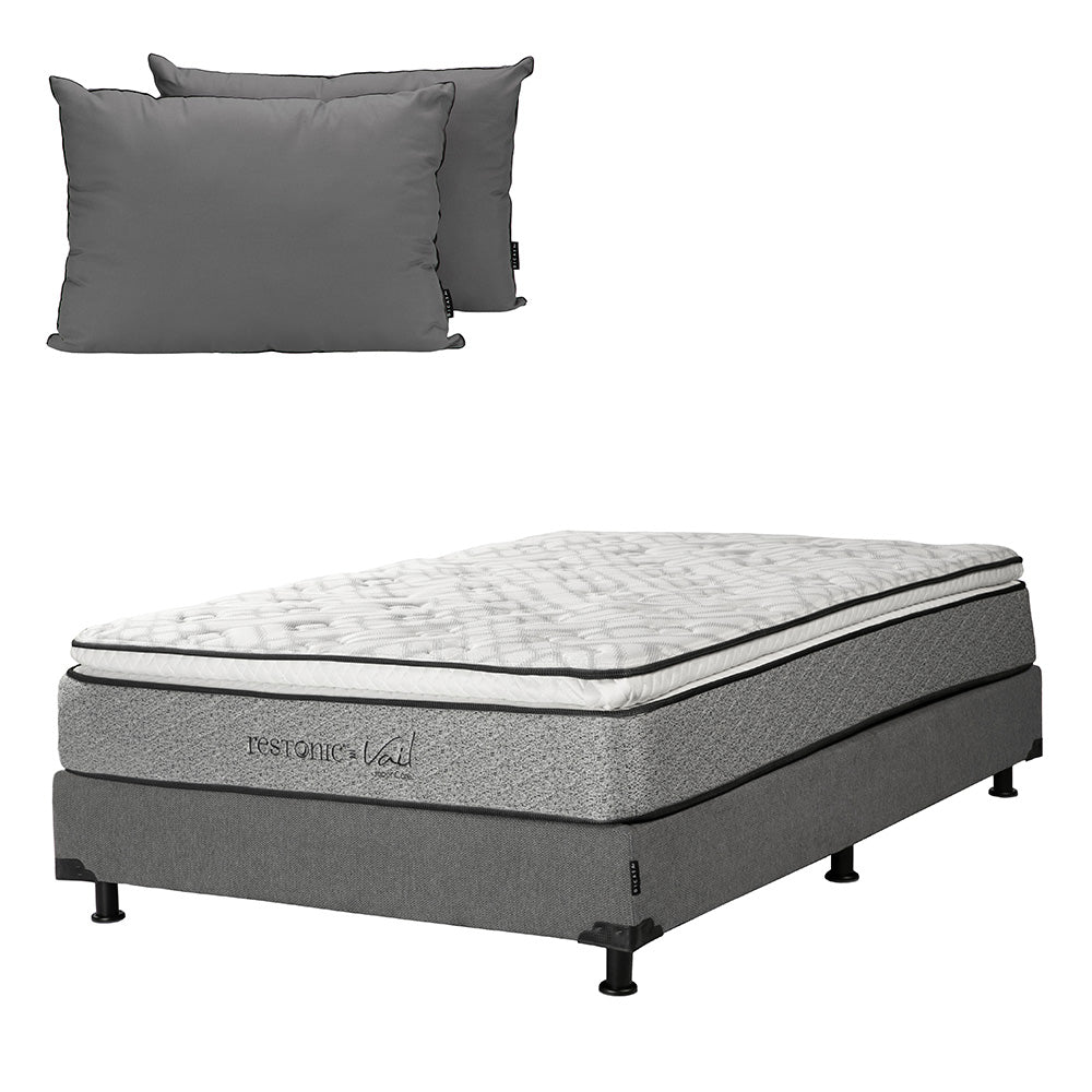 Colchón Restonic Vail con Box con Ropa de Cama
