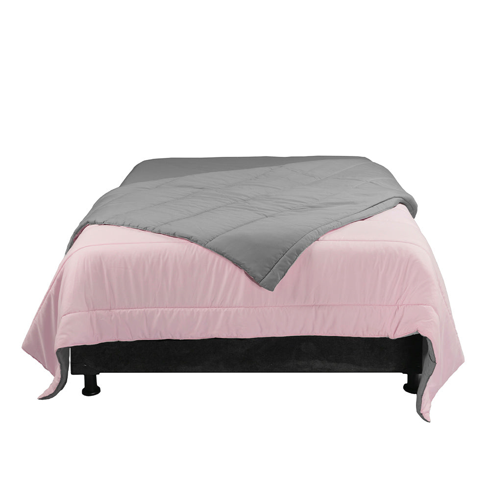 Edredón Rogga Rosa-Gris Perla con Ropa de Cama