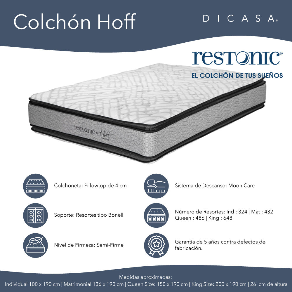 Colchón Restonic Hoff con Ropa de Cama